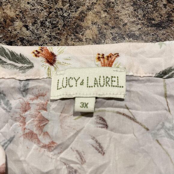 Lucy & Laurel Top Floral 3/4 Sleeve Boho Cottage Romantic Feminine Pink 3X GQ - Picture 3 of 6